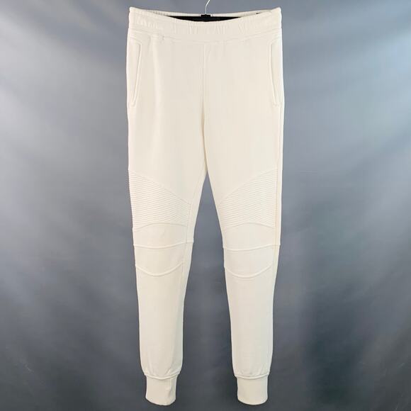 BALMAIN Size M White Cotton Drawstring Sweatpants Casual Pants - Picture 1 of 8